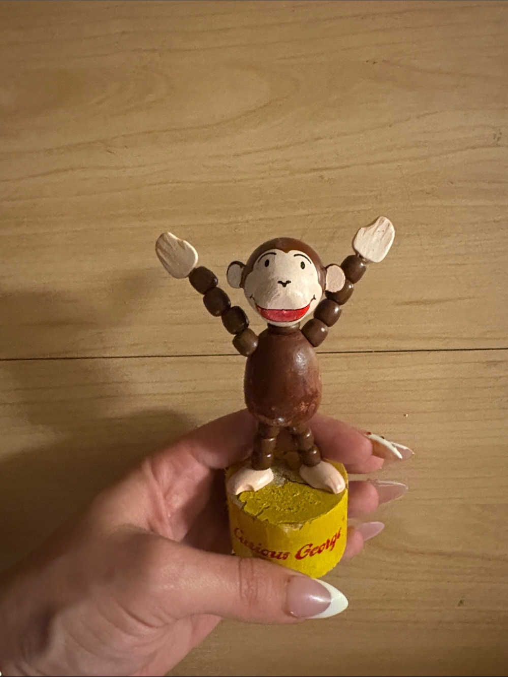 Wooden Jumping Monkey Toy - Brown & Yellow